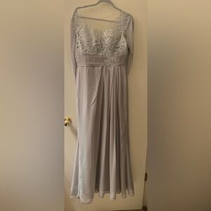 Elegant Light Gray Chiffon Evening Gown/Wedding/Mother of the Bride Dress